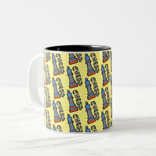 Schachmuster Zweifarbige Tasse (Vorderseite Links)
