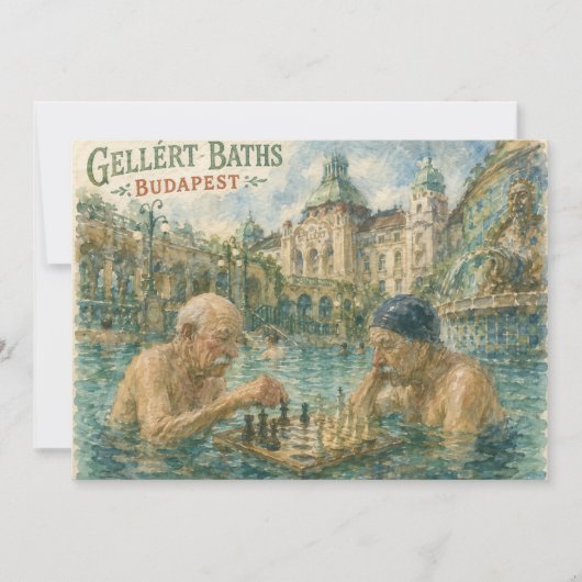 Schachpartie Gellert-Bäder Budapest Ungarn Dankeskarte (Vorderseite)