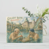 Schachpartie Gellert-Bäder Budapest Ungarn Dankeskarte (Stehend Vorderseite)
