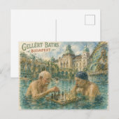 Schachpartie Gellert-Bäder Budapest Ungarn Postkarte (Vorne/Hinten)