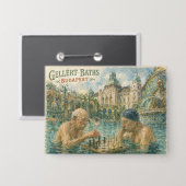 Schachpartie Gellert-Thermen Budapest Ungarn Button (Vorderseite/Rückseite)