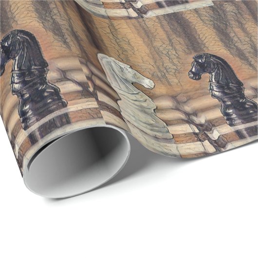 Schachpartie Schachbrett Geschenkpapier (Rolleneckpunkt)
