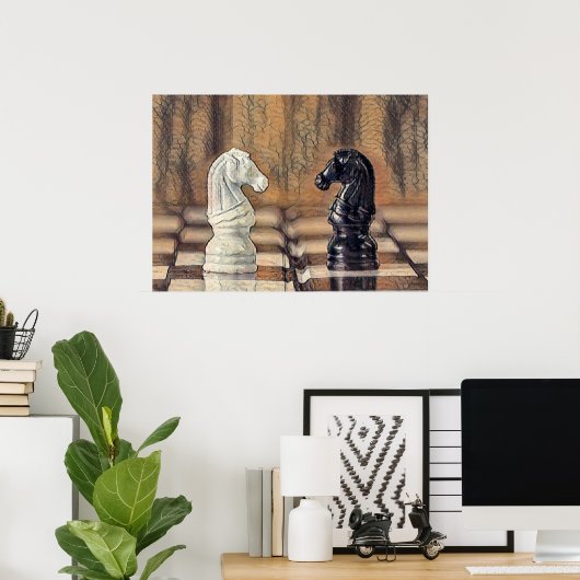 Schachpartie Schachbrett Poster (Heimbüro)