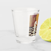 Schachpartie Schachbrett Schnapsglas (Links)