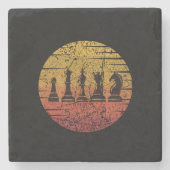 Schachpartien Retro Steinuntersetzer (Vorderseite)