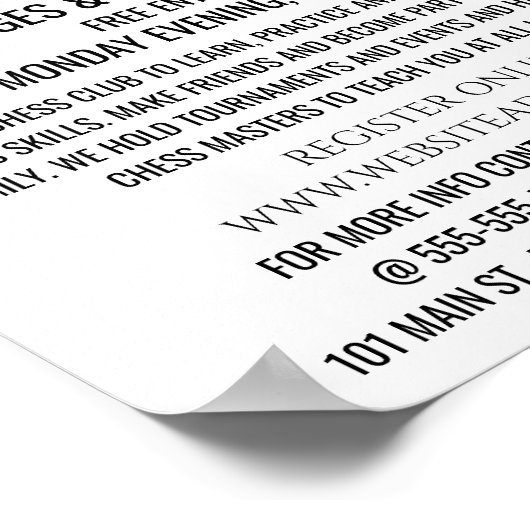 Schachpartien, Schachklubwerbung Poster (Ecke)