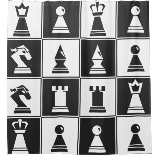 Schachpartituren Duschvorhang (Vorderseite)