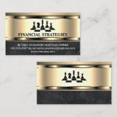 Schachpartituren | Gold-Metallic-Marmor | Finanzen Visitenkarte (Vorne/Hinten)