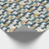 Schachpartituren Moderne einfache blaue Orange Wei Geschenkpapier (Ecke)