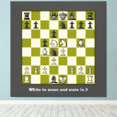 Schachpuzzle Mate in 2 gesteppten Leinwänden Print Leinwanddruck (Insitu (Holzboden))