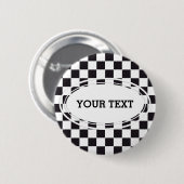 Schachquadrat Muster - schwarz + Ihr Text & Hinter Button (Vorne & Hinten)