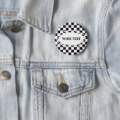 Schachquadrat Muster - schwarz + Ihr Text & Hinter Button (Beispiel)