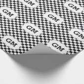 Schachquadrat Muster - schwarz + Ihr Text & Hinter Geschenkpapier (Ecke)