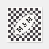 Schachquadrat Muster - schwarz + Ihr Text & Hinter Serviette (Vorderseite)