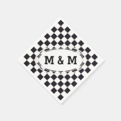 Schachquadrat Muster - schwarz + Ihr Text & Hinter Serviette (Ecke)