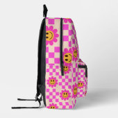 Schachrosa Lächelnde Blume Individuelle Name Bedruckter Rucksack (Links)