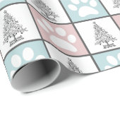 Schachrosa und blaue Pfote Weihnachtsbaum Geschenkpapier (Rolleneckpunkt)