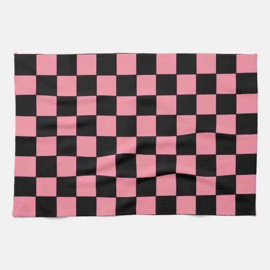Schachrosa und schwarz geschirrtuch (Horizontal)