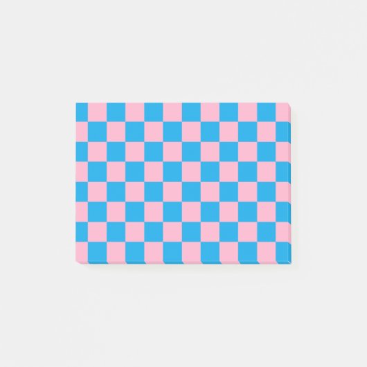 Schachrosa und Türkis Post-it Klebezettel (Vorderseite)