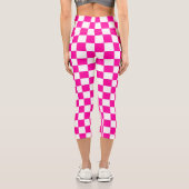 Schachrosa und Weiß Capri Leggings (Rückseite)