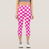 Schachrosa und Weiß Capri Leggings (Vorderseite)