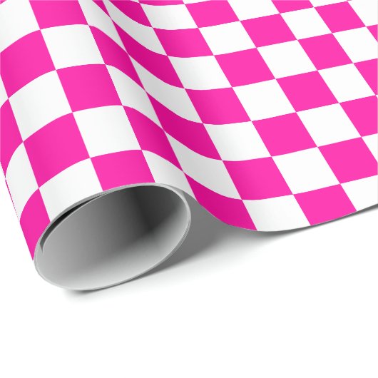 Schachrosa und Weiß Geschenkpapier (Rolleneckpunkt)