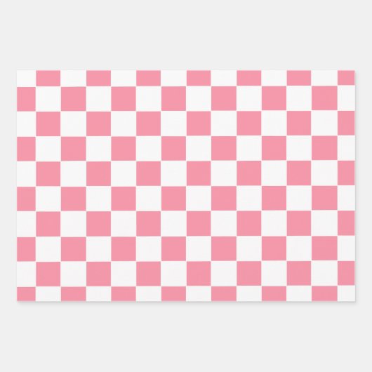 Schachrosa und Weiß Geschenkpapier Set (Vorderseite 2)