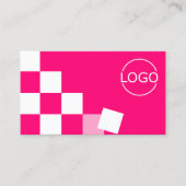 Schachrosa und Weiß mit Logo Stilvoll Visitenkarte (Vorderseite)