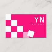 Schachrosa und Weiß mit Monogramm und Foto Visitenkarte (Vorderseite)