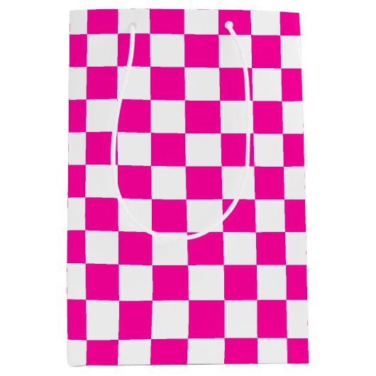 Schachrosa und Weiß Mittlere Geschenktüte (Vorderseite)