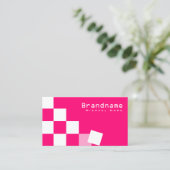 Schachrosa und Weiß modern mit Foto Stilvoll Visitenkarte (Stehend Vorderseite)