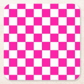 Schachrosa und Weiß Rechteckiger Pappuntersetzer (Vorderseite)