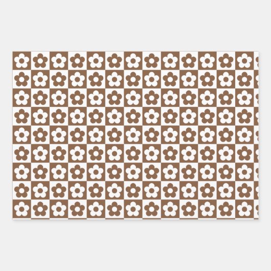 Schachroter, brauner Beige Geschenkpapier Set (Vorderseite 3)