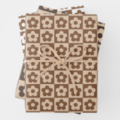 Schachroter, brauner Beige Geschenkpapier Set (Beispiel)