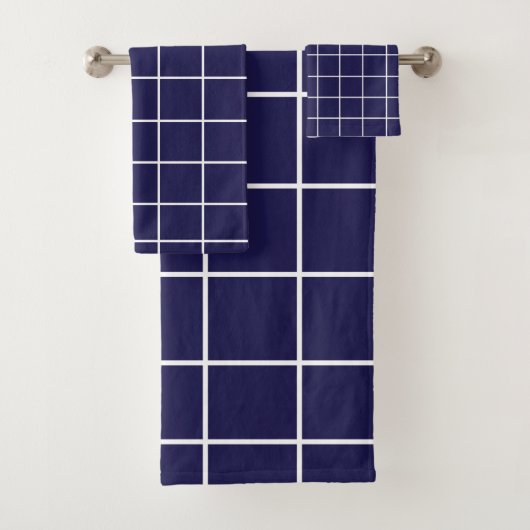Schachrotes Blau Badhandtuch Set (Insitu)