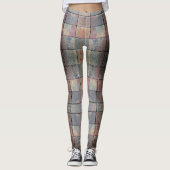 Schachrotes und graues Grunge Chic Leggings (Vorderseite)