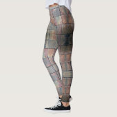 Schachrotes und graues Grunge Chic Leggings (Links)