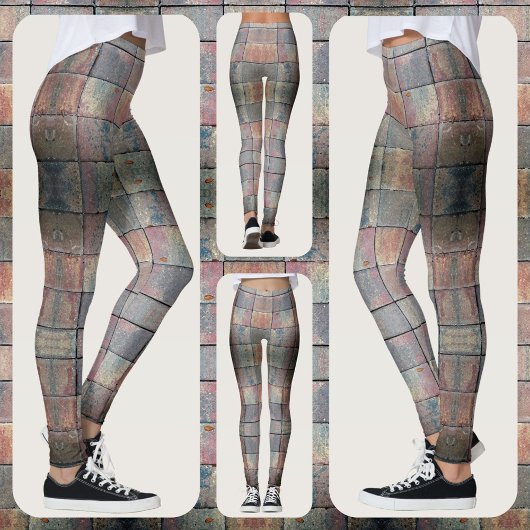 Schachrotes und graues Grunge Chic Leggings