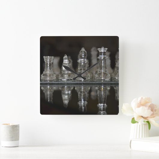 Schachsäulensperre Quadratische Wanduhr (Zuhause)