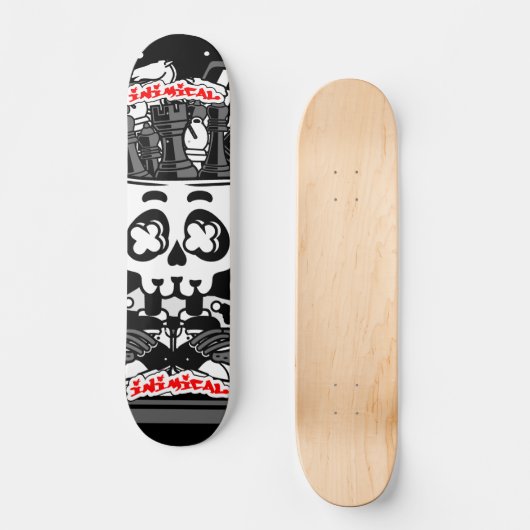 Schachschädel Skateboard (Vorderseite)