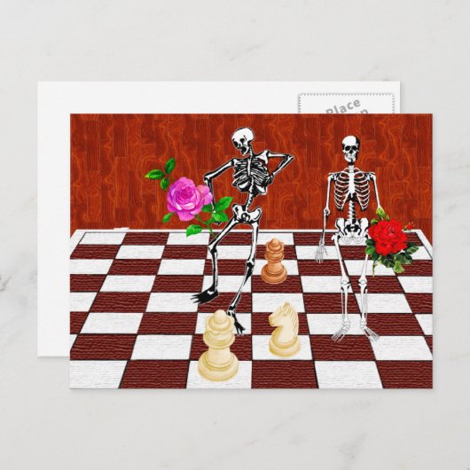 Schachskelette Postkarte (Vorne/Hinten)