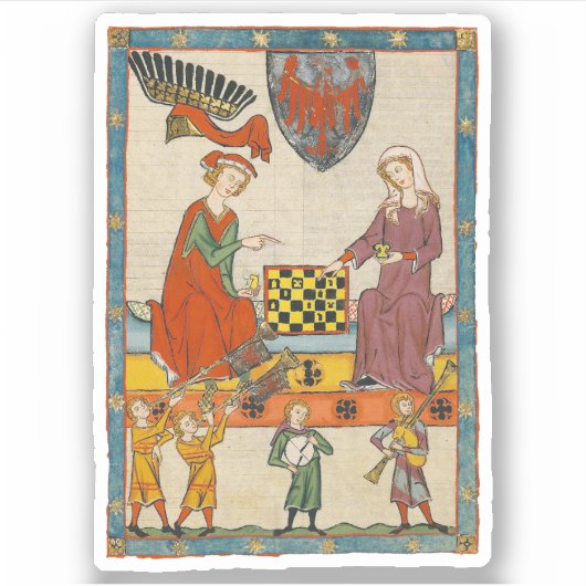 Schachspiel 14. Jahrhundert Codex Manesse Aufkleber (Vorderseite)