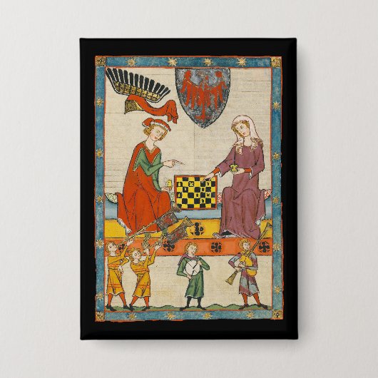 Schachspiel 14. Jahrhundert Codex Manesse Button (Vorderseite)