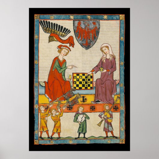 Schachspiel 14. Jahrhundert Codex Manesse Poster (Vorne)