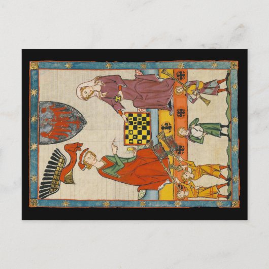 Schachspiel 14. Jahrhundert Codex Manesse Postkarte (Vorderseite)