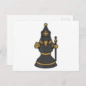 Schachspiel Bischof von Schach mit Stab Postkarte (Vorne/Hinten)