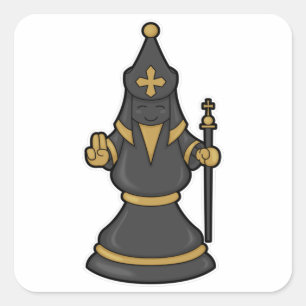 Schachspiel Bischof von Schach mit Stab Quadratischer Aufkleber