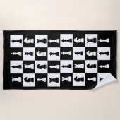 Schachspiel-Figuren Schwarz-Weiß-Muster Strandtuch (Vorderseite)