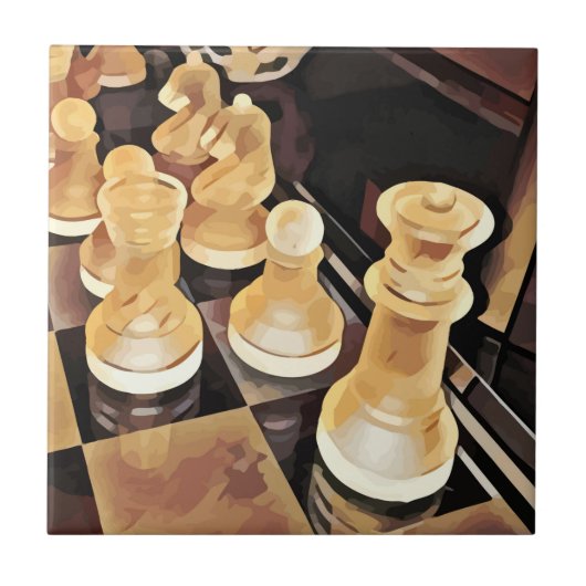 Schachspiel Original Abstrakte Kunst Fliese (Vorderseite)