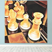 Schachspiel Original Abstrakte Kunst Leinwanddruck (Insitu (Holzboden))